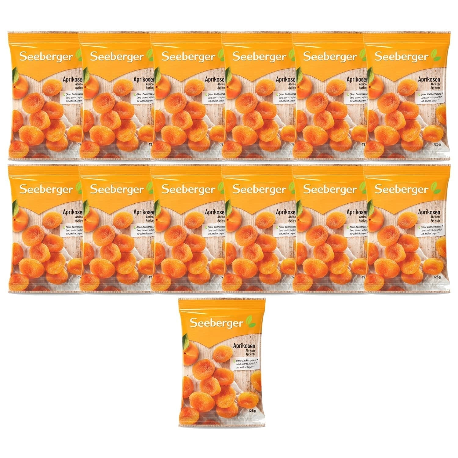 Albaricoques Seeberger: Albaricoques extra grandes, madurados al sol y de color naranja brillante - sabor dulce y afrutado - sin azúcar - secos - sin hueso, veganos (1 x 125 g) Naty Shop Productos Deshidratados