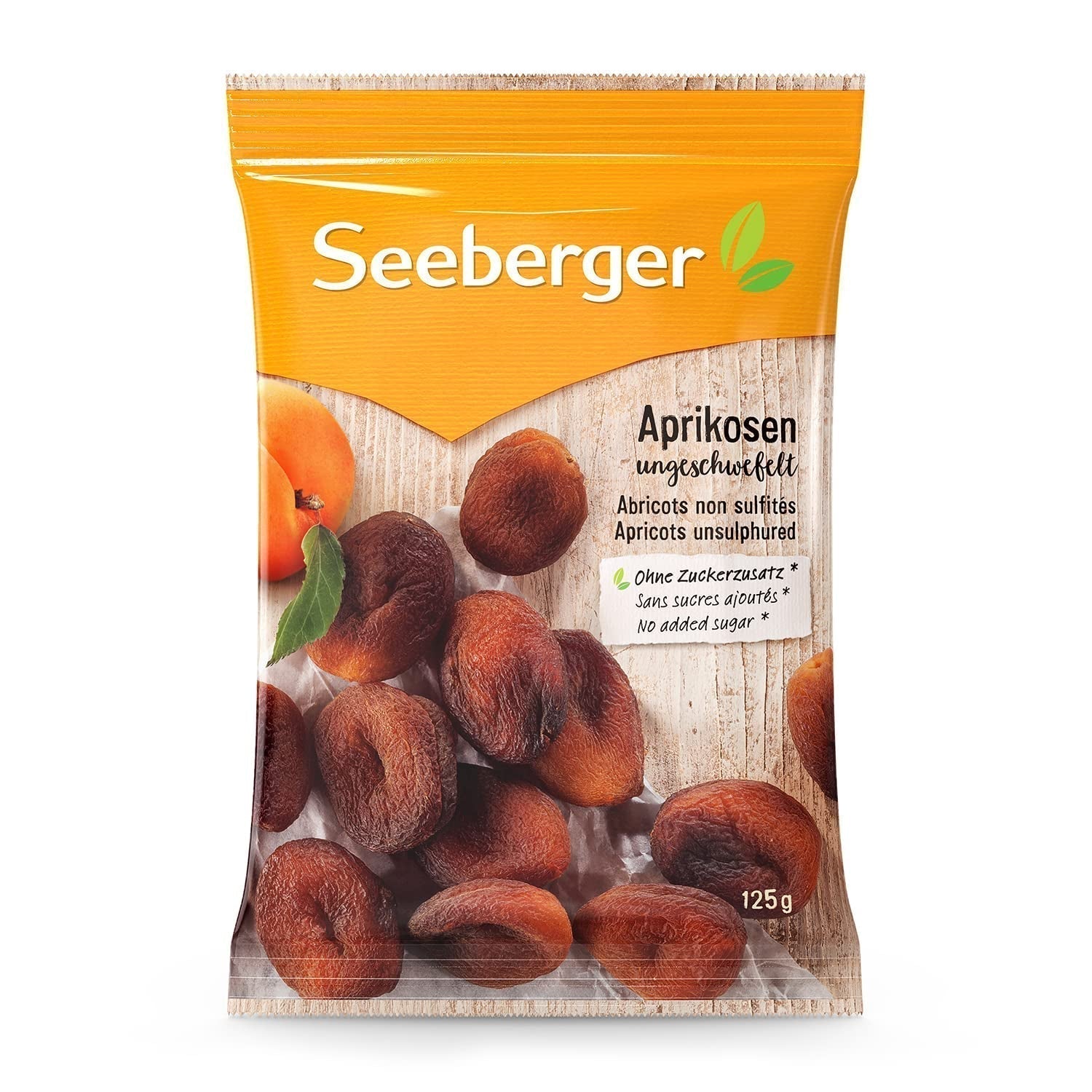 Seeberger Albaricoques sin azufre: Albaricoques secos sin tratar con sabor dulce y afrutado - Sin azúcar añadido - Sin semillas, vegano (1 x 125 g) Naty Shop Productos Deshidratados 125 G (1 paquete)
