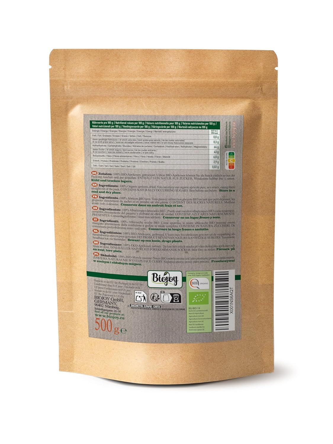 Orejones Biojoy (500 g), sin azufre Productos deshidratados Mi tienda
