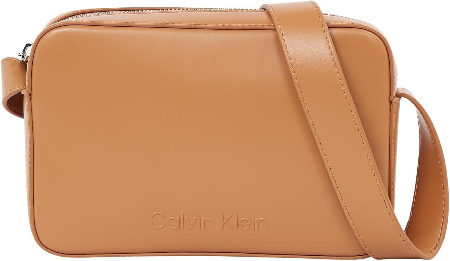 Bolso bandolera Calvin Klein Embossed Logo Camera Bag con cierre de cremallera Bolsos Mujer Naty Shop Marrón (Leo)