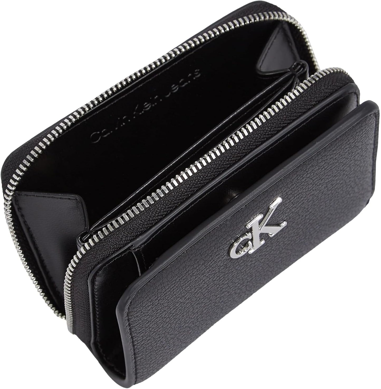 Calvin Klein Minimal Monogram Zip Around Klein, Cartera Mujer, Negro (Black), Talla única Naty Shop