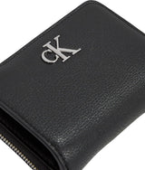Calvin Klein Minimal Monogram Zip Around Klein, Cartera Mujer, Negro (Black), Talla única Naty Shop