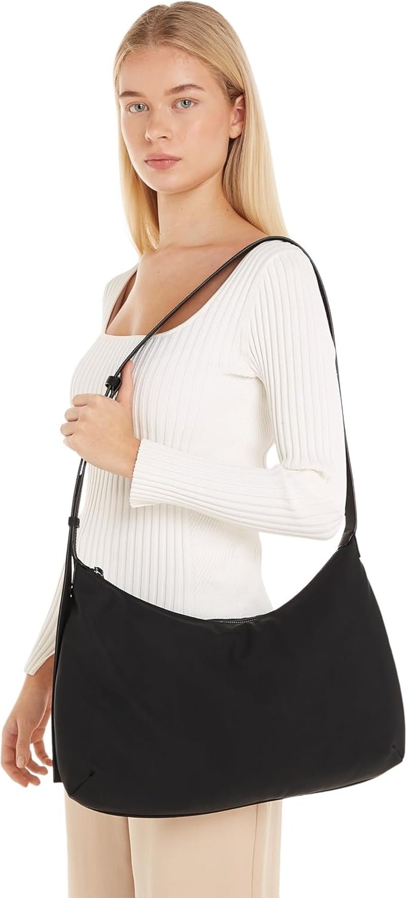 Bolso Calvin Klein Mujer Tote Bag Soft Medium Large con cremallera, Negro (Ck Black), Talla uno Bolsos Mujer Naty Shop