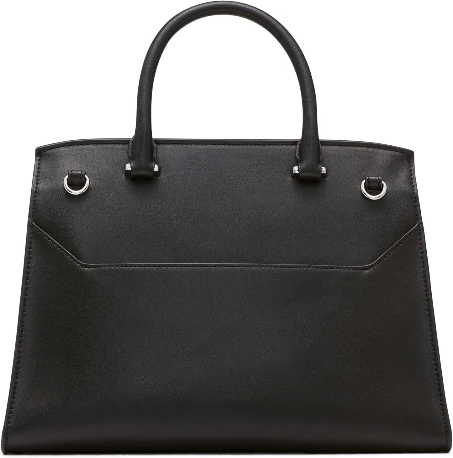 Calvin Klein Ladies Turn Lock Satchel - 2 en 1, cuero vegano, 3 bolsillos Bolso de hombro Becky Turnlock, negro/plateado Bolsos Mujer Naty Shop