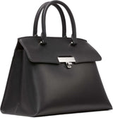 Calvin Klein Ladies Turn Lock Satchel - 2 en 1, cuero vegano, 3 bolsillos Bolso de hombro Becky Turnlock, negro/plateado Bolsos Mujer Naty Shop