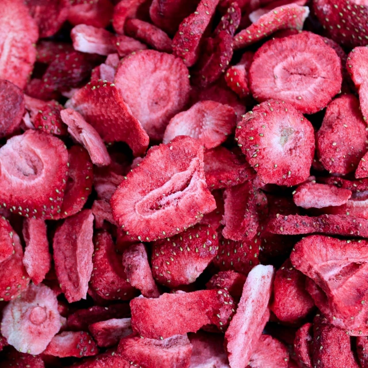 Fresas liofilizadas 150g - Fresas liofilizadas en rodajas - Frutos secos liofilizados - Frutos de fresa secos - Perfecto para repostería, decoración, snacks, muesli, postres Productos deshidratados Naty Shop