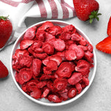 Fresas liofilizadas 150g - Fresas liofilizadas en rodajas - Frutos secos liofilizados - Frutos de fresa secos - Perfecto para repostería, decoración, snacks, muesli, postres Productos deshidratados Naty Shop