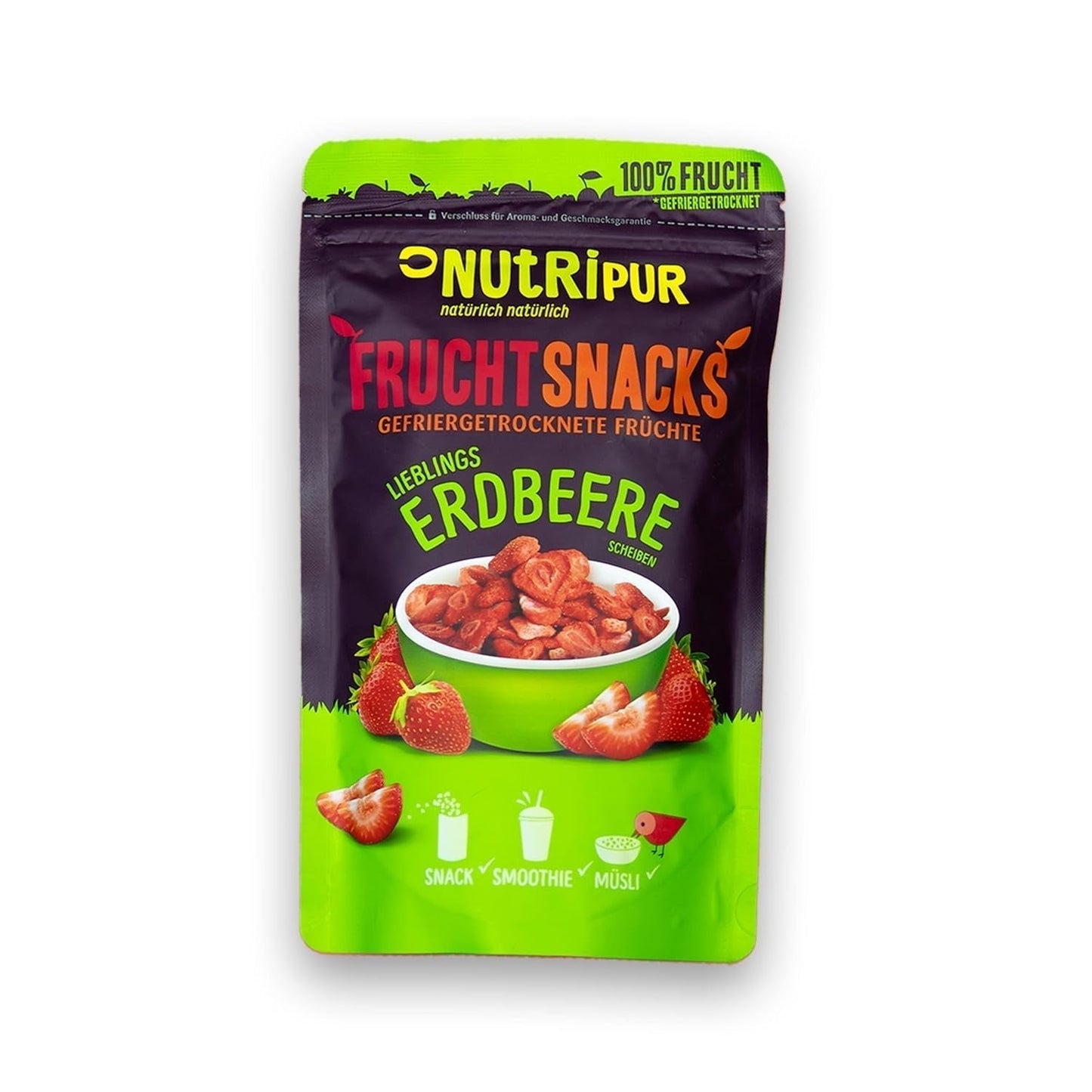 Fresas liofilizadas 300g: rodajas de fresas secas sin azúcar - Fresas liofilizadas con pura fruta, llena de sabor: frutos rojos liofilizados - Frutos secos NUTRIPUR Productos deshidratados Naty Shop 70 G (1 paquete) Fresas