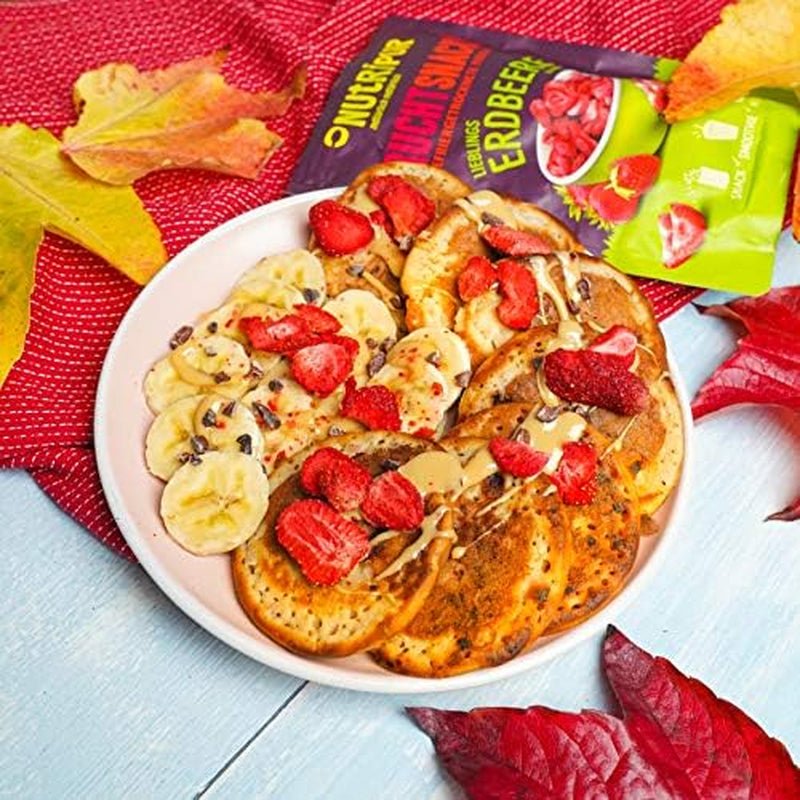 Fresas liofilizadas 300g: fresas secas en rodajas sin azúcar - Fresas liofilizadas con pura fruta, llena de sabor: frutos rojos liofilizados - NUTRIPUR frutos secos Productos deshidratados Naty Shop