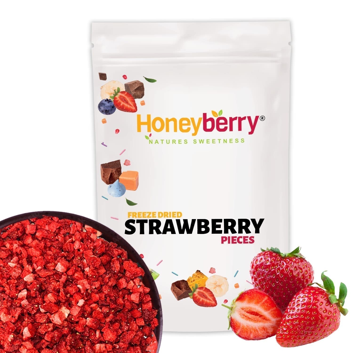 Fresas liofilizadas trozos 100g - Fresas liofilizadas Productos deshidratados Naty Shop 100G