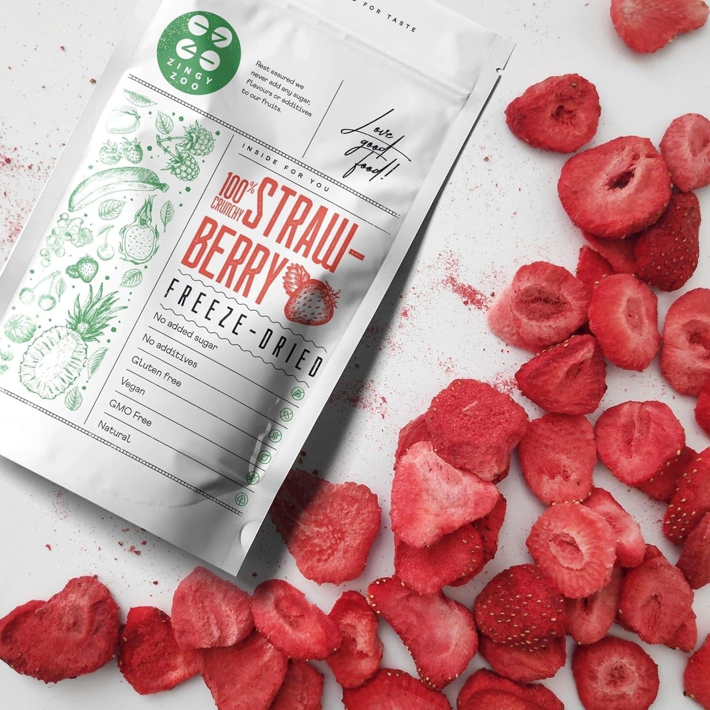 Fresas liofilizadas | Frutas liofilizadas Liofilizadas | Frutos secos sin azúcar Frutos secos | Fresas secas Liofilizadas | Frutas liofilizadas (90g) Productos deshidratados Naty Shop