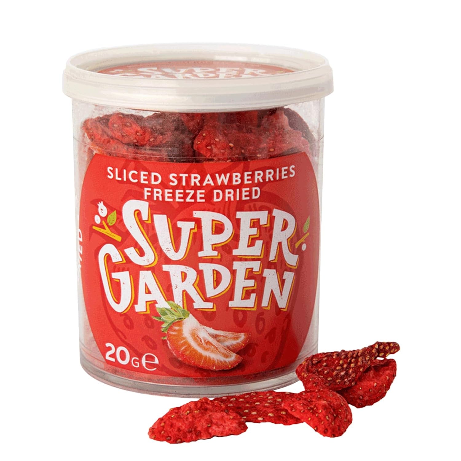 Fresas liofilizadas Super Garden | Deliciosa y 100% pura fruta liofilizada | Fresas secas enteras para refrigerios saludables o para hornear | Fresas liofilizadas 19g Productos deshidratados Naty Shop Fresa en rodajas