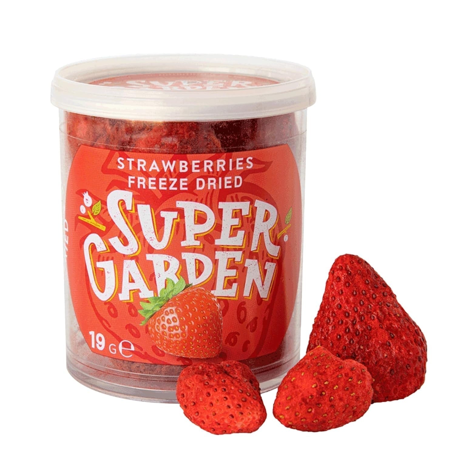 Fresas liofilizadas Super Garden | Deliciosa y 100% pura fruta liofilizada | Fresas secas enteras para refrigerios saludables o para hornear | Fresas liofilizadas 19g Productos deshidratados Naty Shop Fresas enteras