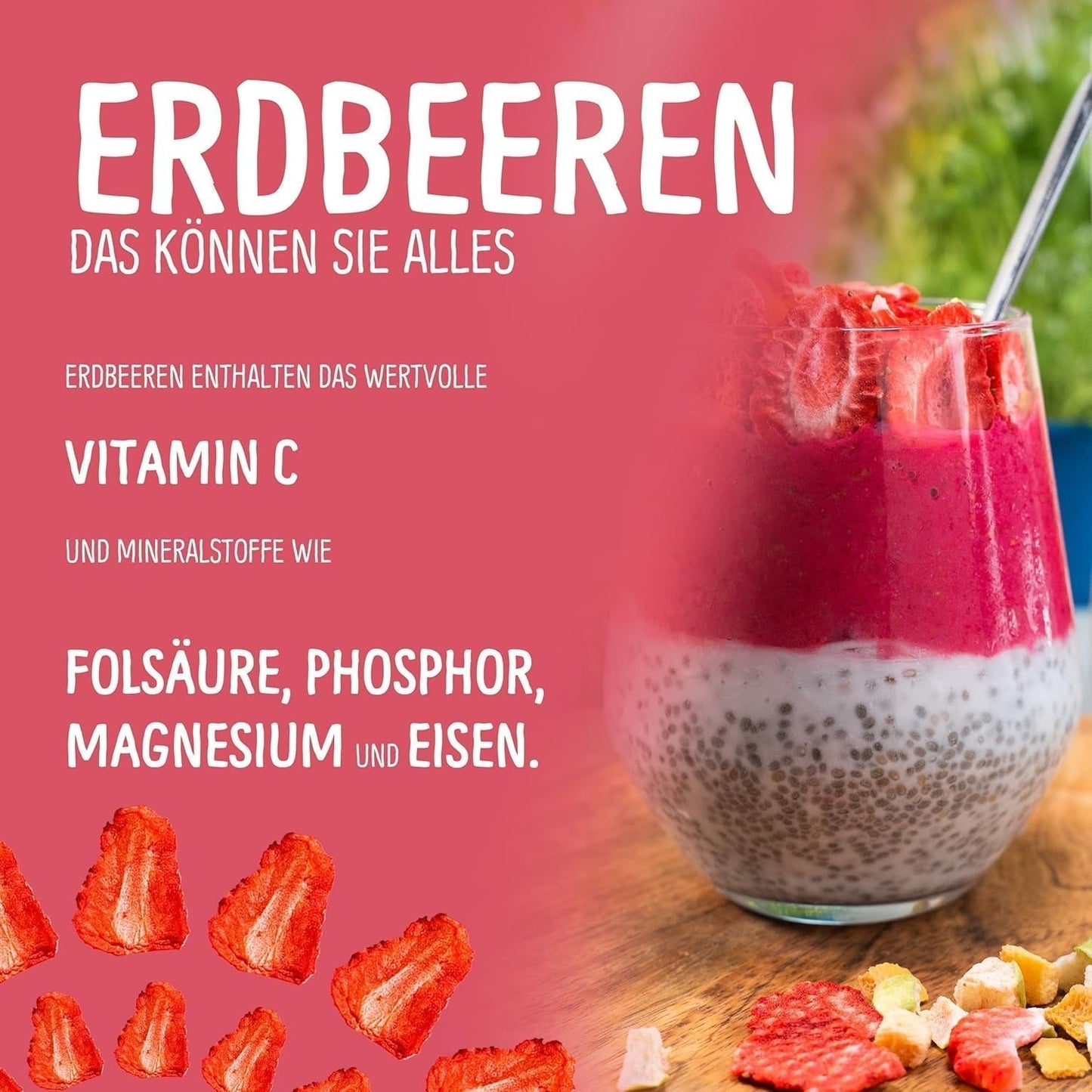 Fresas liofilizadas ecológicas: 70g de fresas secas para smoothie bowls, muesli, toppings de gachas - frutos rojos liofilizados sin azúcares añadidos - fresas liofilizadas - frutas NutriPur Productos deshidratados Naty Shop