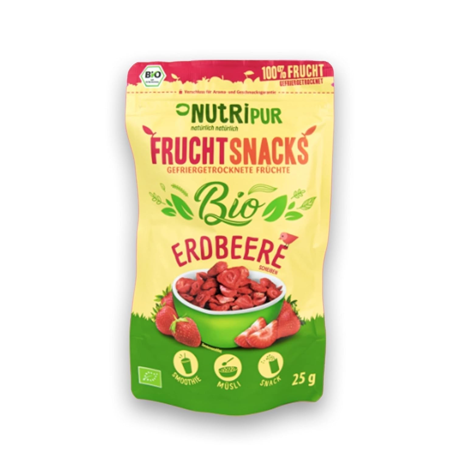 Fresas liofilizadas ecológicas: 70 g de fresas secas para batidos, muesli, aderezos para gachas - frutos rojos liofilizados sin azúcar añadido - fresas liofilizadas - frutas NutriPur Productos deshidratados Naty Shop Título predeterminado