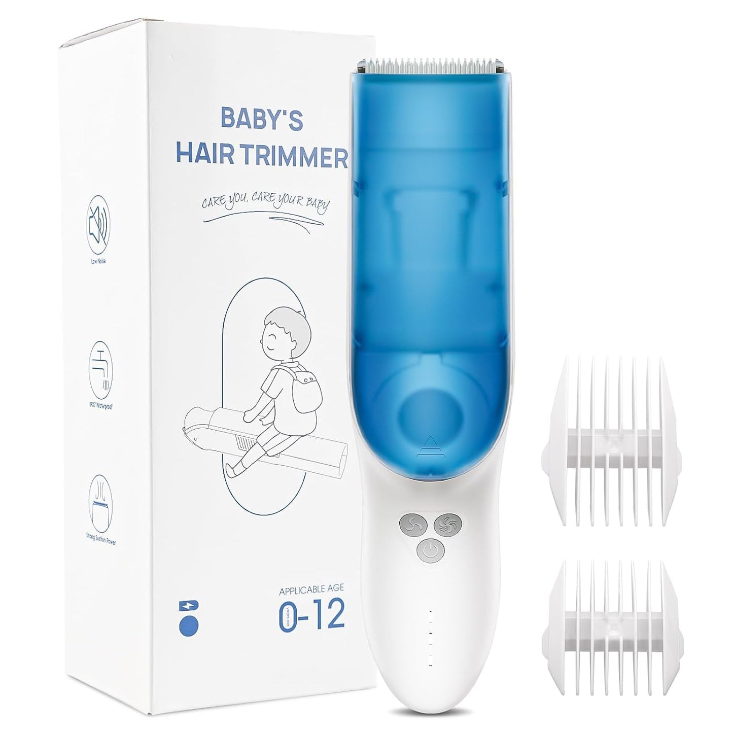 CARER SPARK Cortapelos para Niños, Cortapelos Silencioso por Adsorción al Vacío para Niños IPX7 Recargable con 2 Peines Guía Cortapelos Profesional Seguro para Niños - Baño y Cuidado de la Piel Naty Shop Default Title