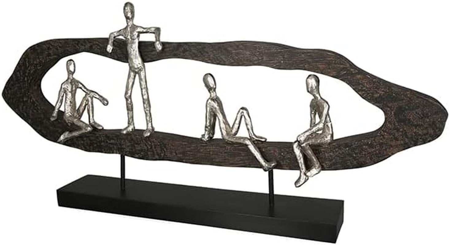 Casablanca diseño moderno Figura Escultura GILDE Deco - Best Friends - Hang Out Plata, madera/aluminio - ancho 75 cm Estatuillas y esculturas Naty Shop