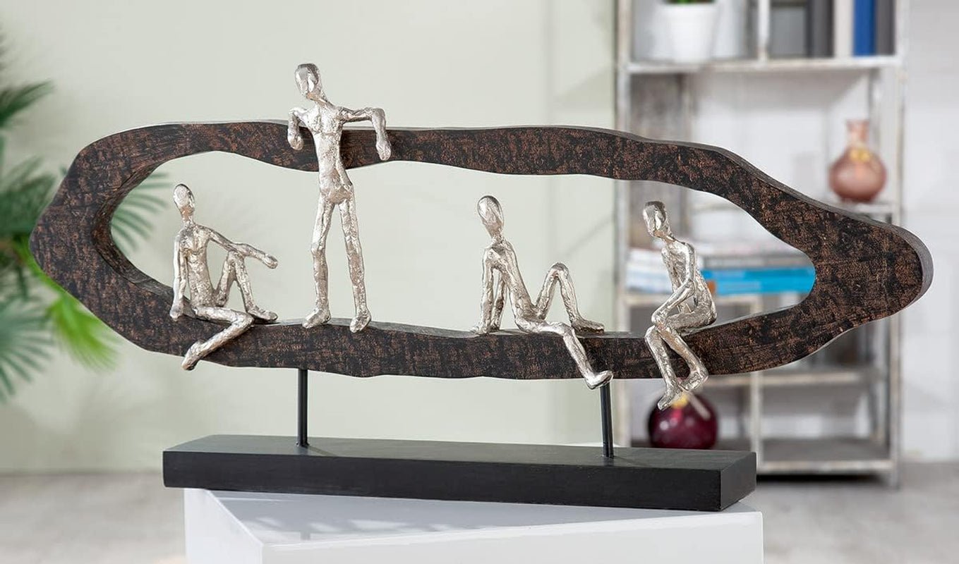 Casablanca diseño moderno Figura Escultura GILDE Deco - Best Friends - Hang Out Plata, madera/aluminio - ancho 75 cm Estatuillas y esculturas Naty Shop