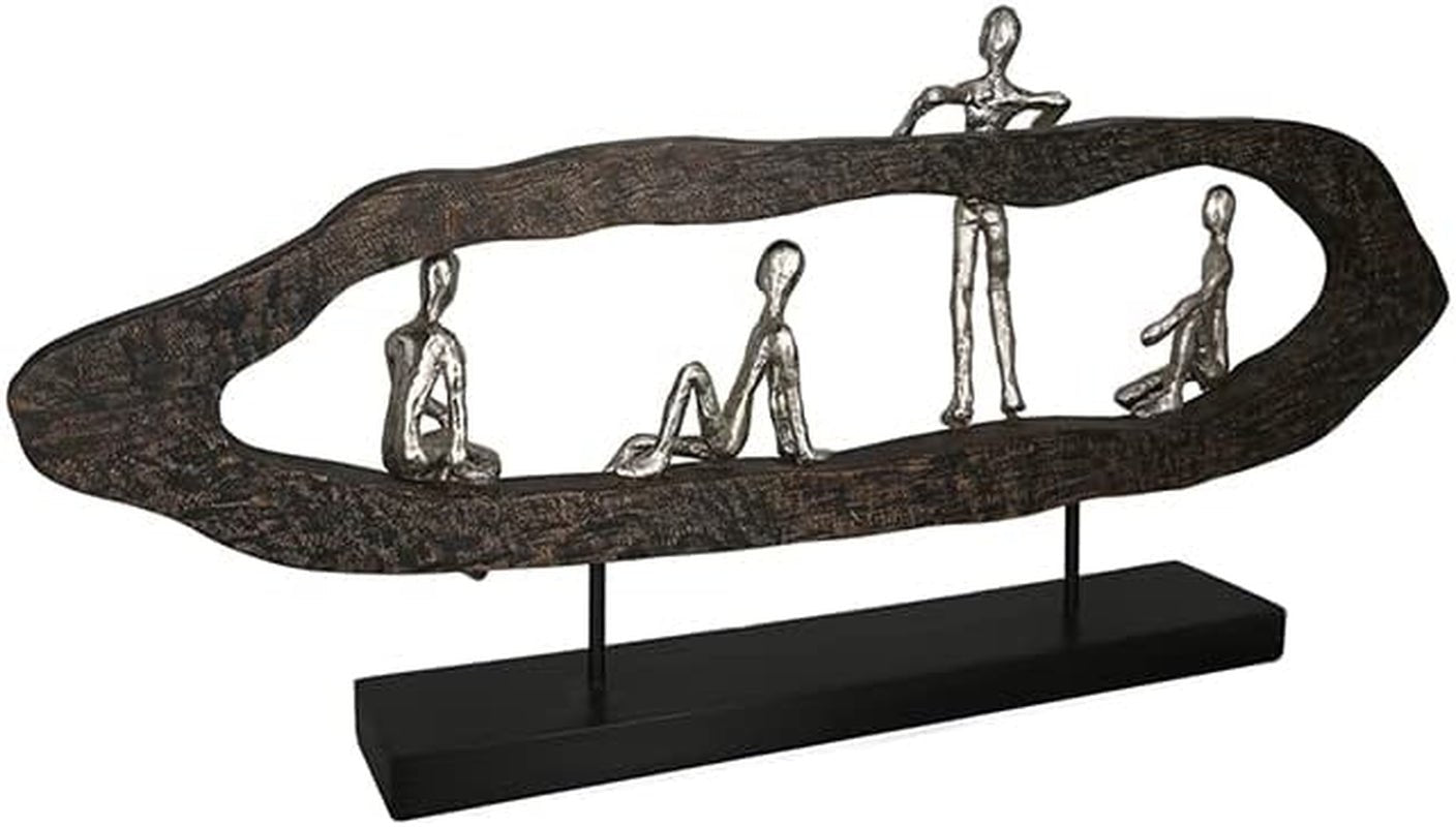 Casablanca diseño moderno Figura Escultura GILDE Deco - Best Friends - Hang Out Plata, madera/aluminio - ancho 75 cm Estatuillas y esculturas Naty Shop