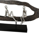 Casablanca diseño moderno Figura Escultura GILDE Deco - Best Friends - Hang Out Plata, madera/aluminio - ancho 75 cm Estatuillas y esculturas Naty Shop