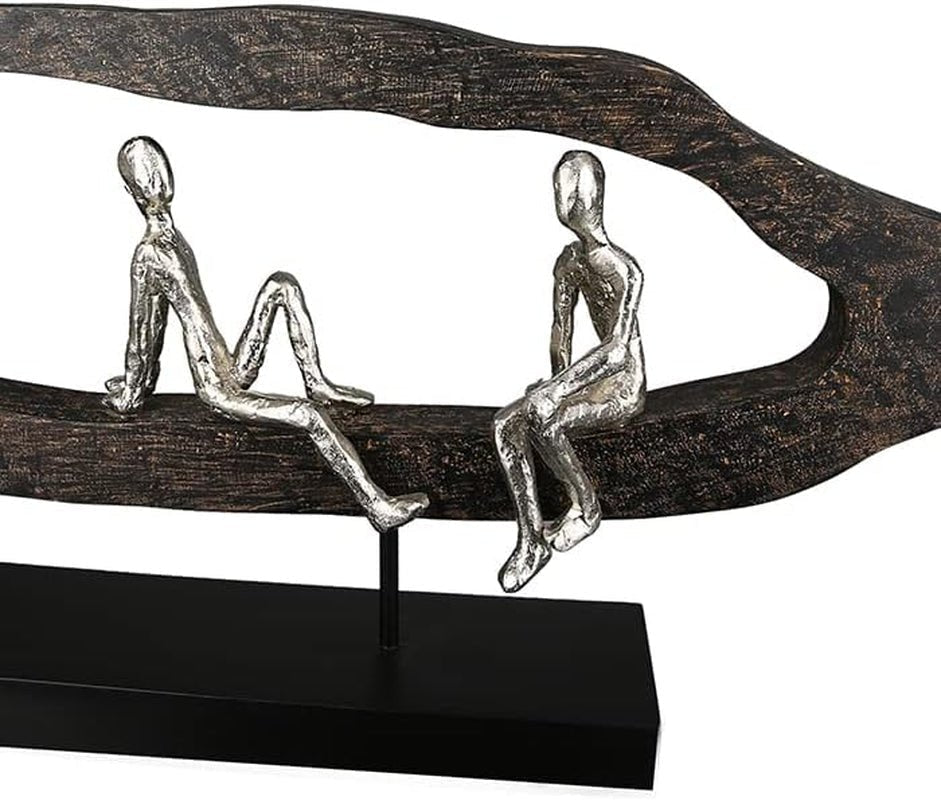 Casablanca diseño moderno Figura Escultura GILDE Deco - Best Friends - Hang Out Plata, madera/aluminio - ancho 75 cm Estatuillas y esculturas Naty Shop