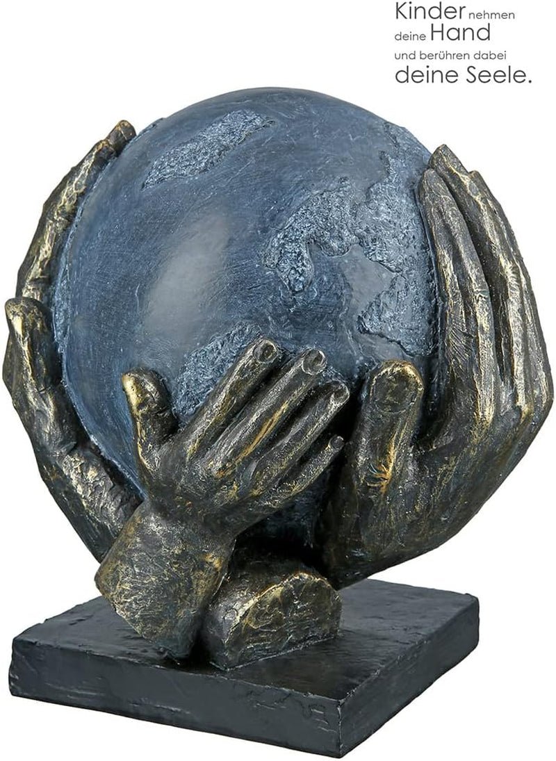 Casablanca diseño moderno GILDE Deco Escultura Figura Salvar el mundo - Globo terráqueo en manos - Alto 19 cm Estatuillas y esculturas Naty Shop