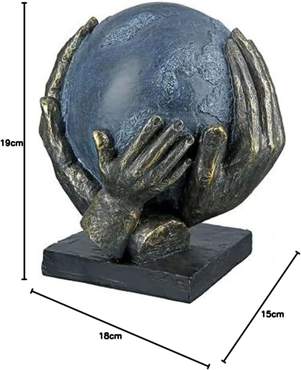 Casablanca diseño moderno GILDE Deco Escultura Figura Salvar el mundo - Globo terráqueo en manos - Alto 19 cm Estatuillas y esculturas Naty Shop