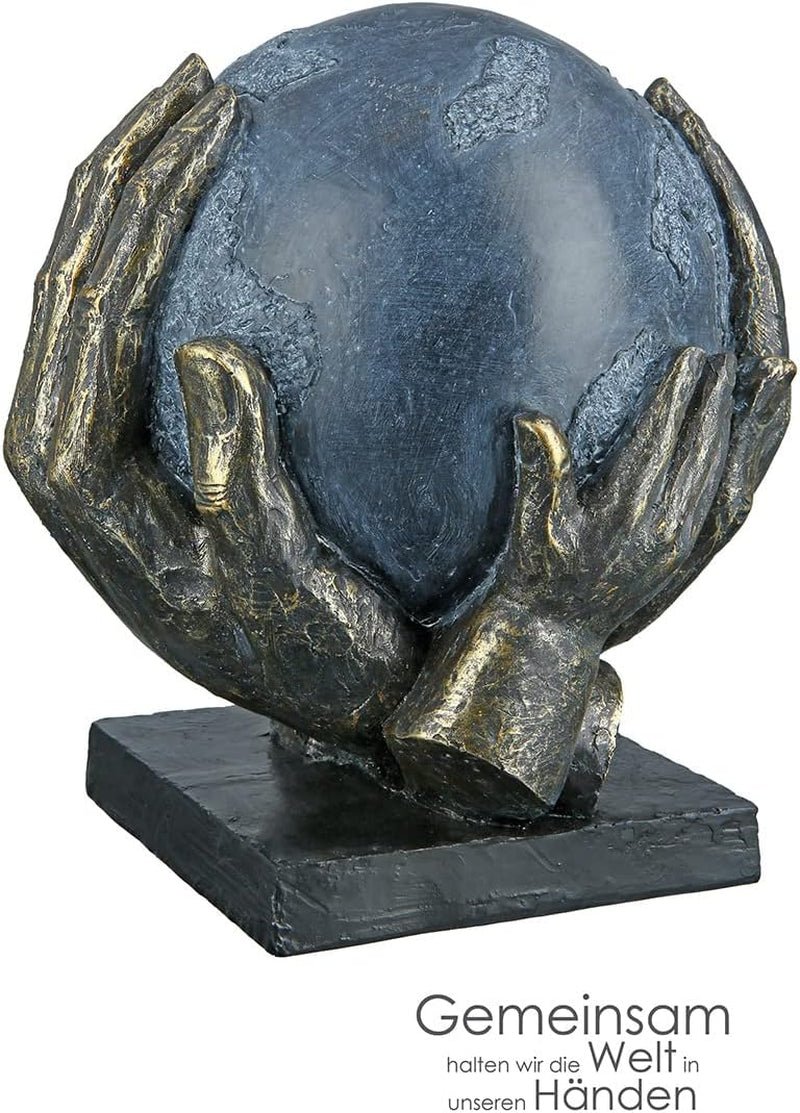 Casablanca diseño moderno GILDE Deco Escultura Figura Salvar el mundo - Globo terráqueo en manos - Alto 19 cm Estatuillas y esculturas Naty Shop