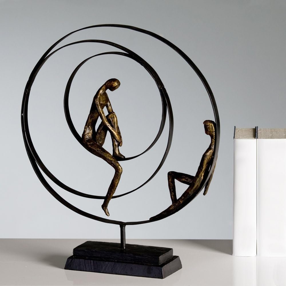 Figura escultura decorativa Casablanca - Fabricado en resina sintética - Modelo: Paciencia - Colores: Negro Bronce - Decorativo salón - Alto 41 cm Estatuillas y esculturas Naty Shop