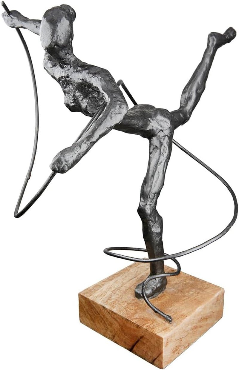 Casablanca gran escultura decorativa - escultura redonda de aluminio y madera color: plata natural - decoración salón regalo cumpleaños altura 46 cm Estatuillas y esculturas Naty Shop Antracita Alto 30 cm