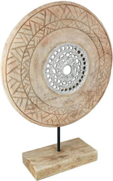 Casablanca escultura decorativa grande - escultura redonda de aluminio en madera color: plata natural - decoración salón regalo cumpleaños altura 46 cm Estatuillas y esculturas Naty Shop