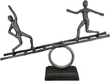 Casablanca gran escultura decorativa - escultura redonda de aluminio y madera color: plata natural - decoración salón regalo de cumpleaños altura 46 cm Estatuillas y esculturas Naty Shop Antracita, plata Altura 35 cm