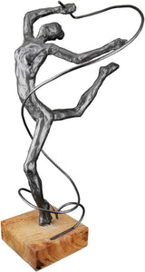 Casablanca gran escultura decorativa - escultura redonda de aluminio y madera color: plata natural - decoración salón regalo cumpleaños altura 46 cm Estatuillas y esculturas Naty Shop Antracita Alto 36,5 cm