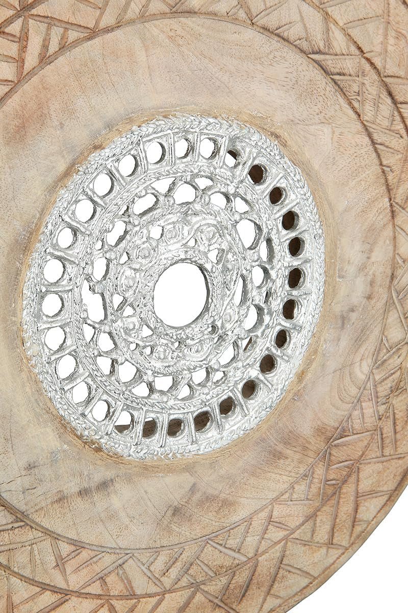 Casablanca escultura decorativa grande - escultura redonda de aluminio en madera color: plata natural - decoración salón regalo cumpleaños altura 46 cm Estatuillas y esculturas Naty Shop