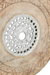 Casablanca escultura decorativa grande - escultura redonda de aluminio en madera color: plata natural - decoración salón regalo cumpleaños altura 46 cm Estatuillas y esculturas Naty Shop