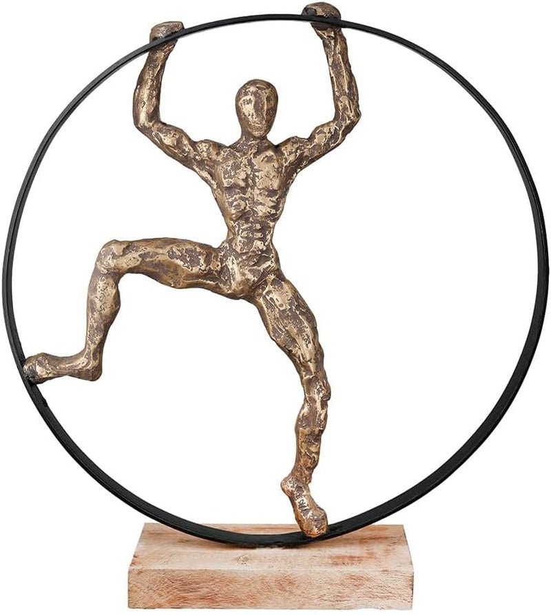 Casablanca escultura decorativa grande - escultura redonda de aluminio en madera color: plata natural - decoración salón regalo cumpleaños altura 46 cm Estatuillas y esculturas Naty Shop Bronce Alto 45 cm