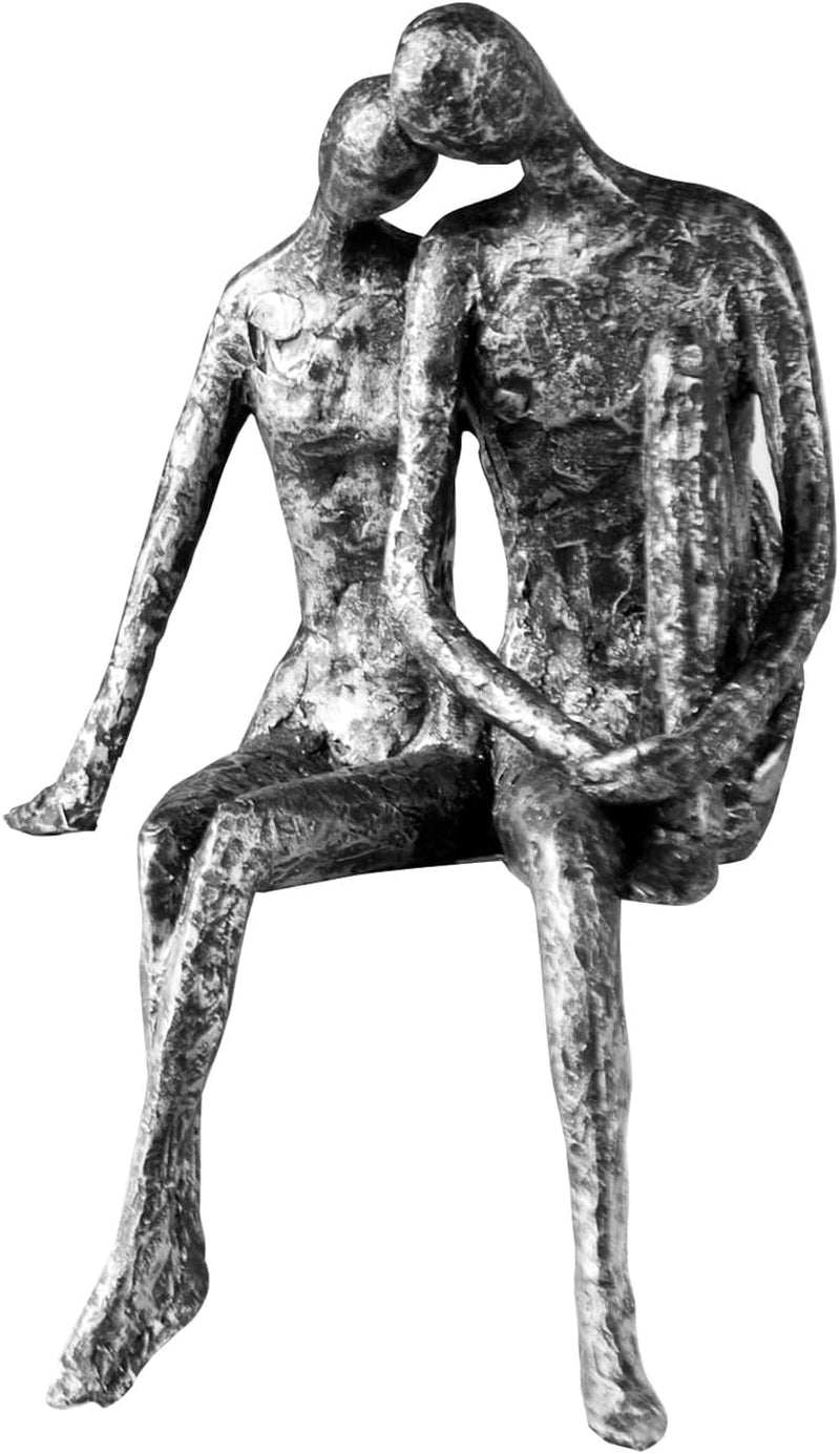 Escultura Casablanca - Figura decorativa Pareja - Poliresina - Color: plata antigua Alto 25 cm Estatuillas y esculturas Naty Shop plata Alto 25 cm