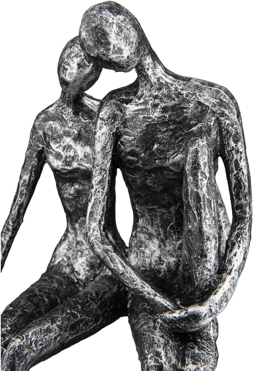 Escultura Casablanca - Figura decorativa pareja - Poliresina - Color: plata antigua Alto 25 cm Estatuillas y esculturas Naty Shop