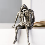 Escultura Casablanca - Figura decorativa pareja - Poliresina - Color: plata antigua Alto 25 cm Estatuillas y esculturas Naty Shop