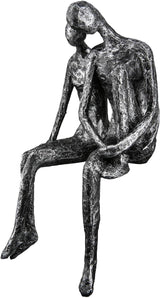 Escultura Casablanca - Figura decorativa pareja - Poliresina - Color: plata antigua Alto 25 cm Estatuillas y esculturas Naty Shop