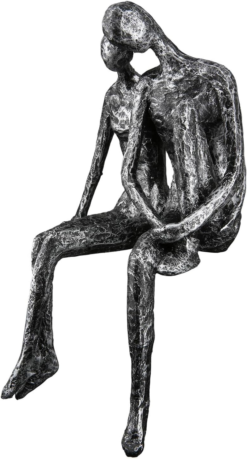 Escultura Casablanca - Figura decorativa pareja - Poliresina - Color: plata antigua Alto 25 cm Estatuillas y esculturas Naty Shop