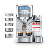 CASO EspressoGourmet Crema - Cafetera espresso portafiltro con espumador de leche, espresso, capuchino, portafiltro de acero inoxidable, bomba ULKA 20 bar, cafetera, café molido, cápsulas ESE