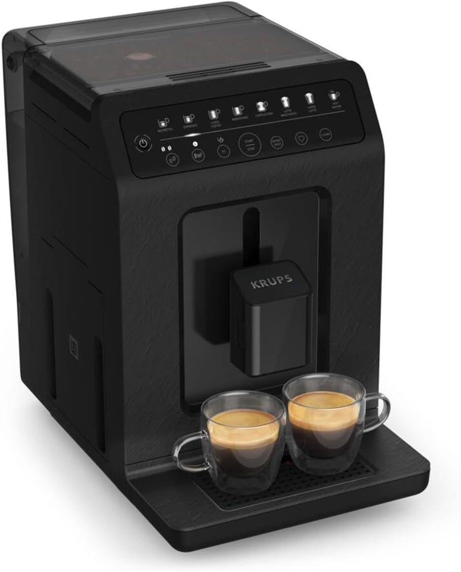 Krups EA897B Evidence ECOdesign Cafetera espresso automática, función automática espresso y capuchino, tecnología Quattro Force, vasos de leche one-touch, 8 presintonías, sistema de leche, 1450W