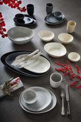 CreaTable, 22139, Serie PIETRA, Vajilla de 4 Piezas para 4, Juego de Platos de Porcelana, Apto para Lavavajillas y Microondas, Fabricado en Europa