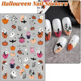 Nagelsticker Halloween, 8 Blätter Halloween Nagelsticker, Kürbis Nail Sticker, Nail Art, Nagel Charms, Nagel Zubehör, Nageldesign, Navidad (Typ A)