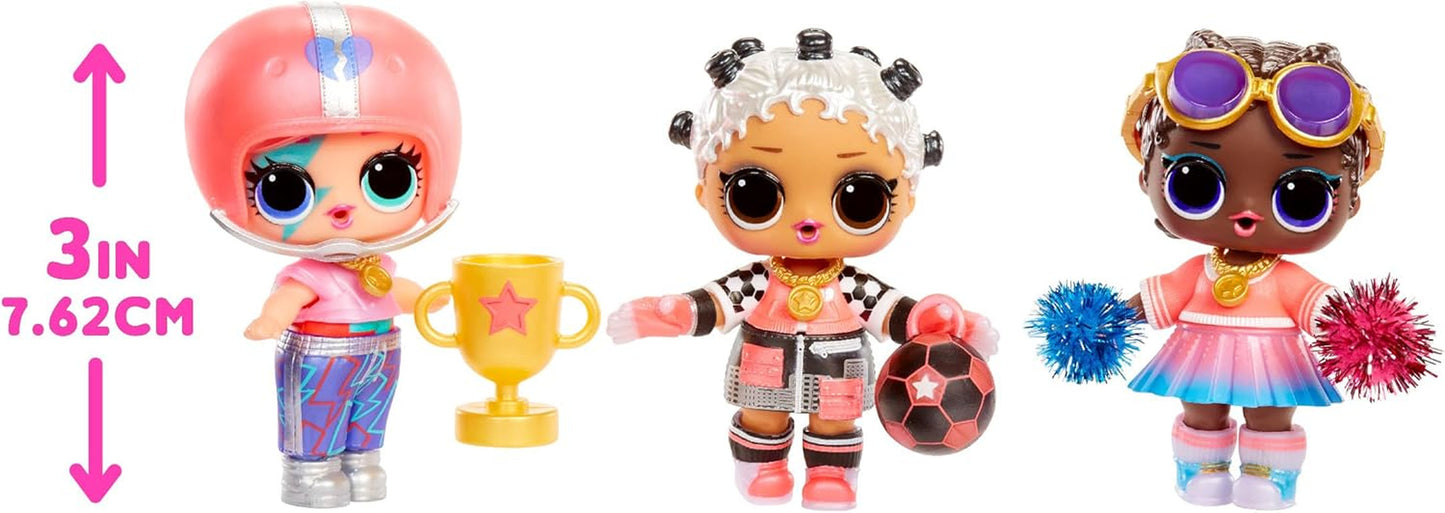Jajaja ¡Sorpresa! Colección All-Star Sports Vault Tots: incluye 1 muñeca, embalaje blindado, 12 muñecas coleccionables, 8 accesorios para unboxing, ideal para edades de 4 años en adelante, rosa
