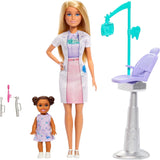 Muñeca Barbie Dentista, Muñeca de Moda con Cabello Rubio, Vestido Azul y Bata de Laboratorio, 1 Muñeca Infantil, Accesorios de Examen y Accesorios Surtidos, JCR74