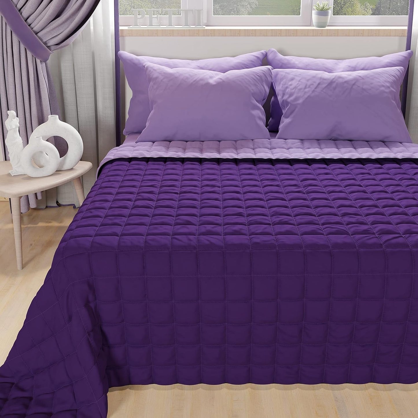 PETTI Artigiani Italiani - Cubrecama individual, colcha doble cara, colcha de muelles, azul medianoche, blanco, 100% Made in Italy Edredones y edredones Naty Shop Fucsia Medidas cama 120 (220X260 Cm)