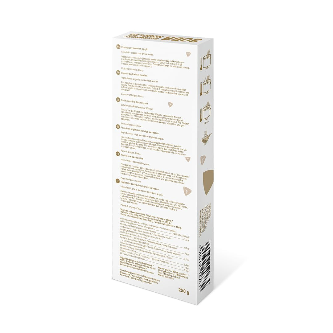 ALIMENTOS DIETÉTICOS Bio Buchweizen Soba Nudeln Lebensmittel Pasta Vegane Glutenfree Lactosefrei Sojafrei Nudeln für Vegetarier und Veganer 250 Gramm