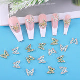 20 piezas de dijes de uñas de mariposa con purpurina, diamantes de imitación para decoración de uñas, piedras para uñas, arte de uñas de mariposa, diamantes de imitación, dijes de uñas para el día de San Valentín, decoración de caja de teléfono móvil DIY